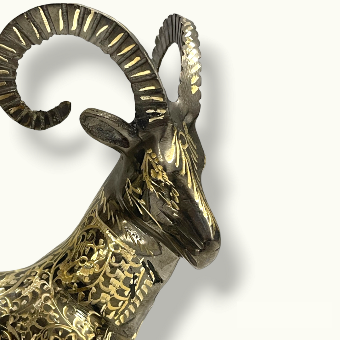 Handcrafted Brass Markhor, Beautiful Markhor Sculpture.