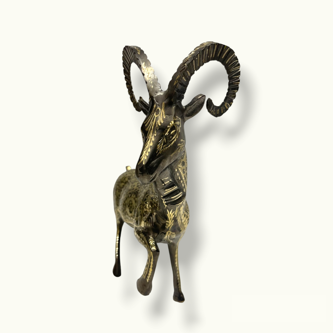 Handcrafted Brass Markhor, Beautiful Markhor Sculpture.