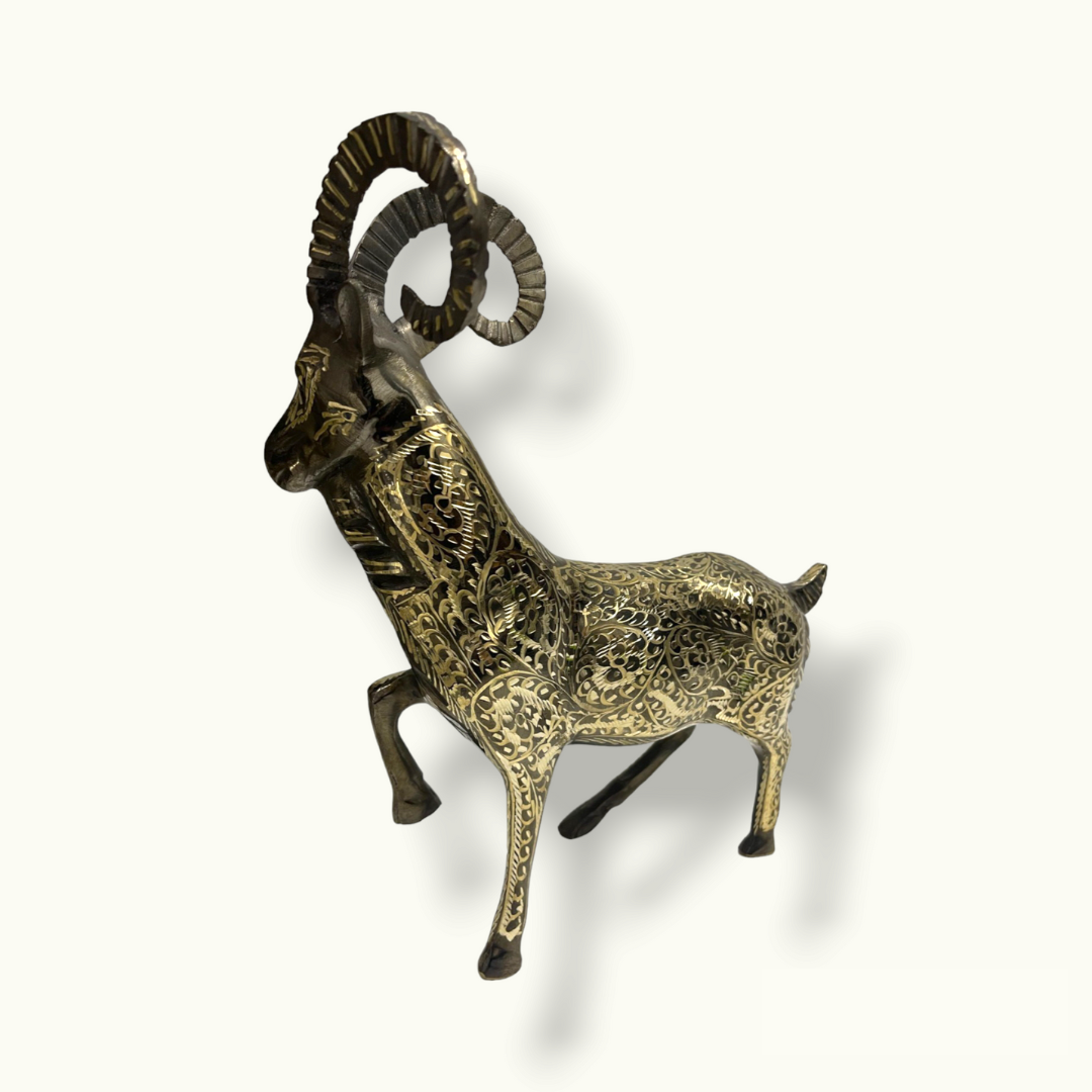 Handcrafted Brass Markhor, Beautiful Markhor Sculpture.