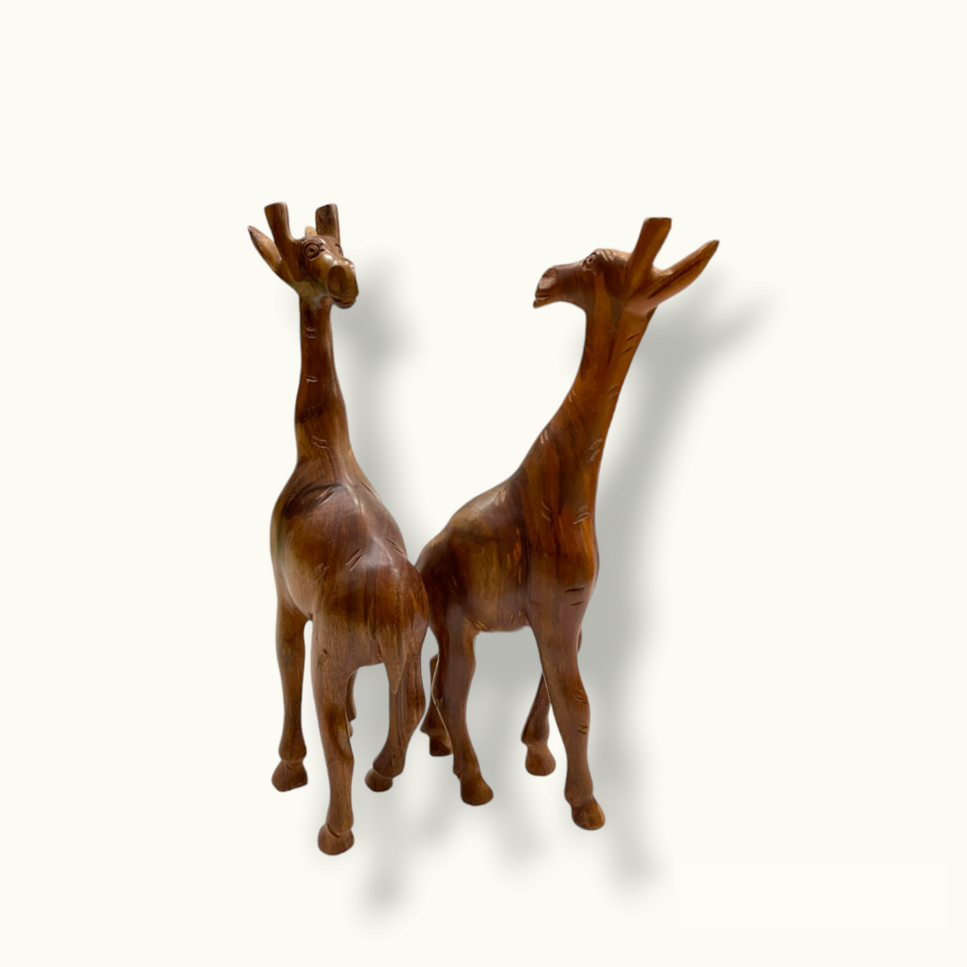 Unique Giraffe Home Accents, Handmade Wooden Giraffe Set.