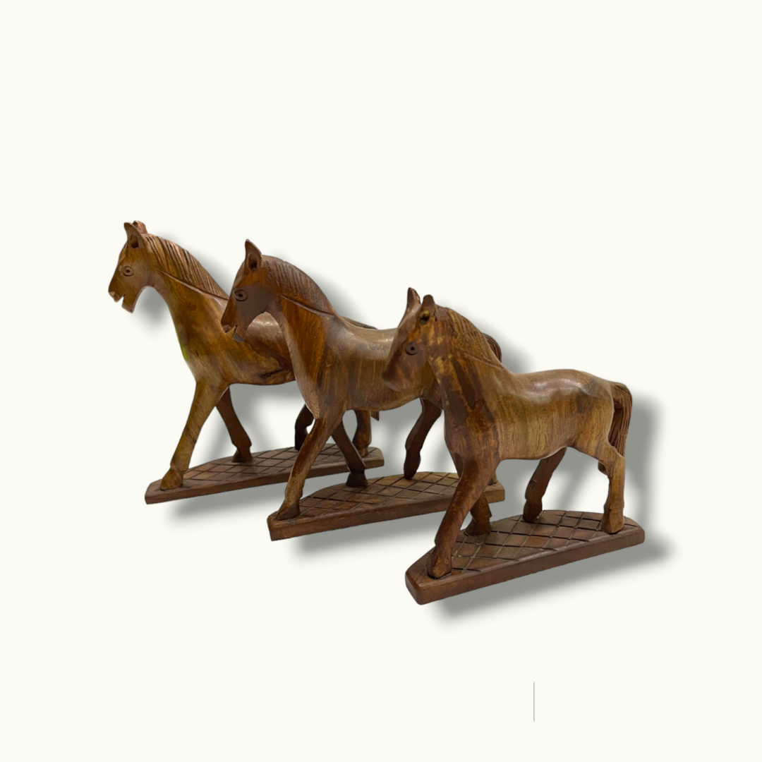 Handcrafted Wooden Horse Set, The Best Horse Statues.