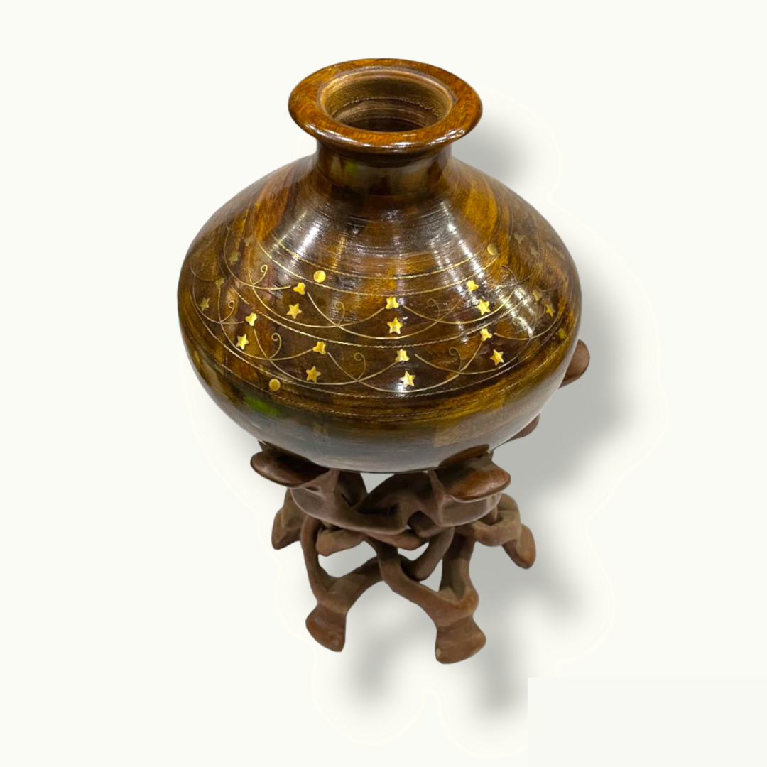 Unique Wooden Camel Stand With Matka, Stunning Pot And Stand.