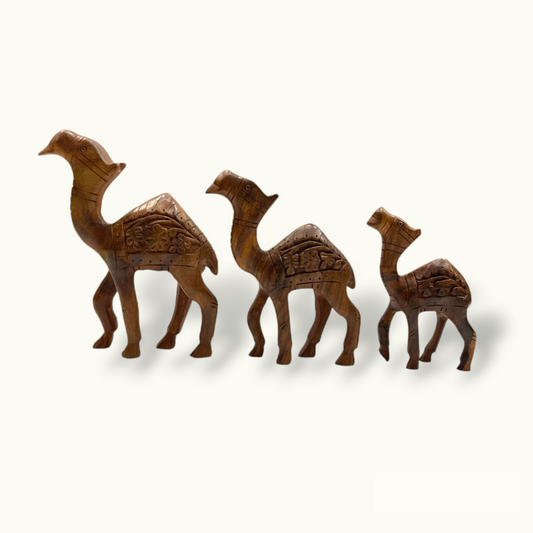 Wooden Camel Set, Stunning Camels Statue, Beautiful Camel Set.