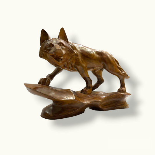 Beautiful Wooden Fox Statue, Fascinating Wooden Fox Sculpture.