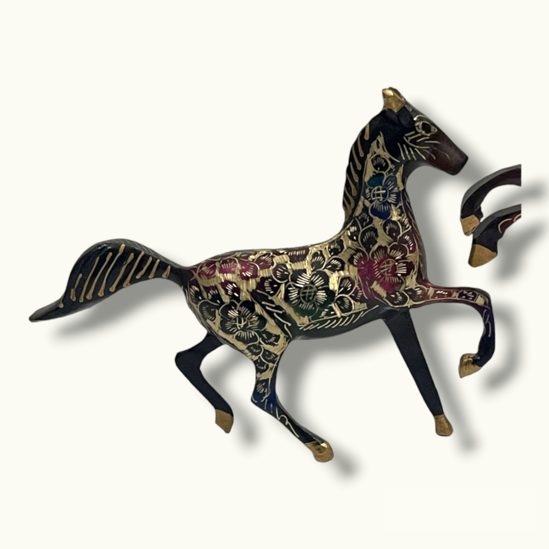 Beautiful Deco Work Brass Horses, Stunning Horse Sculptures.