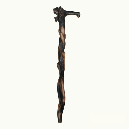 Handcrafted Wooden Lion Stick, Lion Handle Wooden Stick.