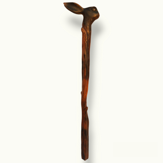 Beautiful Wooden Rabbit Head Walking Stick, Creative Walking Cane.