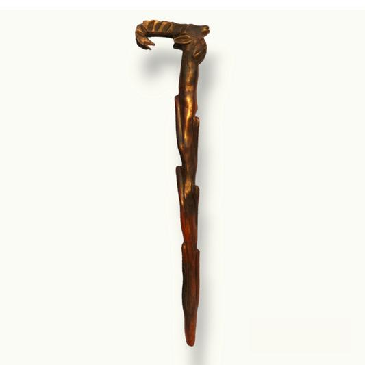 Exquisite Hand-carved Wooden Markhor Walking Stick, Best Wooden Cane.