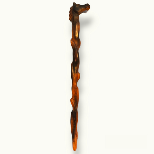 Beautiful Wooden Horse Walking Stick, Handcrafted Elegance for Strolls.