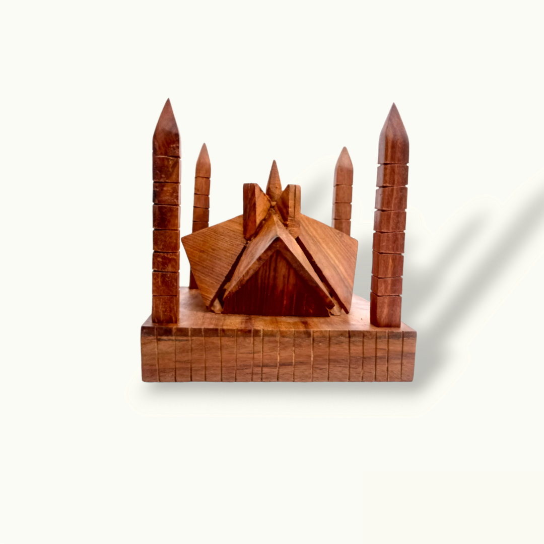 Handcrafted Wooden Replica of Faisal Mosque, Faisal Mosque Model.