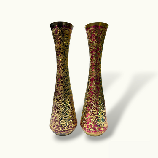Elevate Your Home With Beautiful Brass Flower Vase Set.