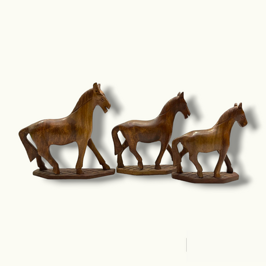 Handcrafted Wooden Horse Set, The Best Horse Statues.